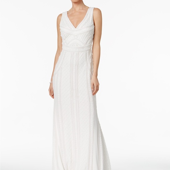 adrianna papell white gown